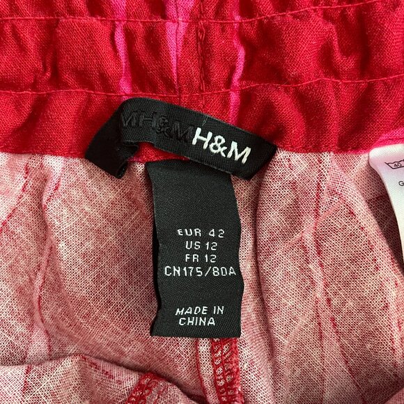 Size 12 H&M linen-blend pink/red skirt - Picture 5 of 5
